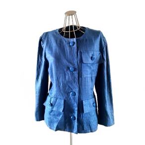 Vintage Givenchy Women's Linen Blue Top