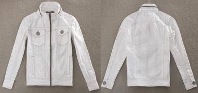 A0399 WHiTE VINTAGE DENIM ZIPPER COAT JEANS JACKET
