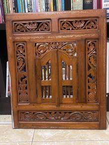 cermin frame kayu bunga kerawang