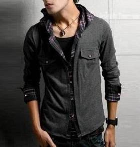 B5048 HOODIE MEN 2-IN-1 LONG SLEEVE CARDIGAN SHiRT