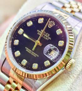 Pre Own Certified Rolex Datejust 16233 Black Diamo