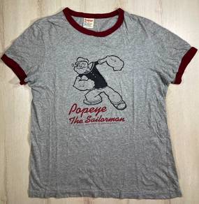 Uniqlo Popeye Ringer Grey Tee #BQ Used