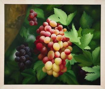 Cluster of Grapes Oil Painting - Framed