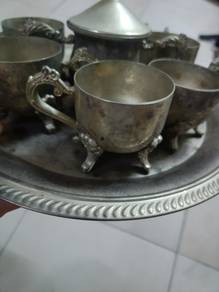 Pewter Cups and Plate