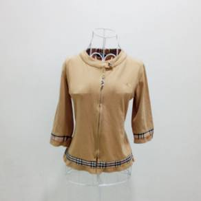 Burberry Quarter Sleeve Zip Up Blouse