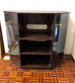1980s Custom-Made Solid Wood Cabinet