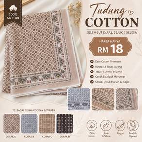 Tudung Bawal  Cotton Bercorak 