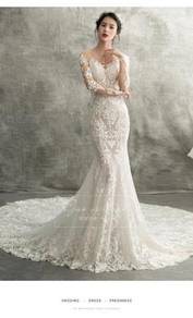 Long sleeve mermaid wedding dress gown RB0865