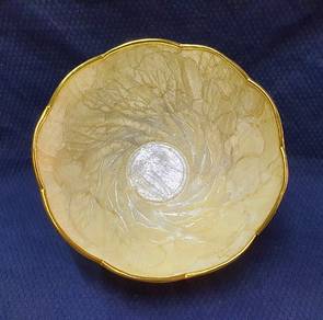 Capiz Shells Soup bowl Flowery Designed Gold Trim
