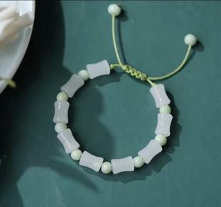 Minimalist Jade Bamboo Bracelet (Adjustable) / 手串