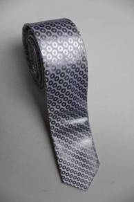 SLIM Blinking Silver Grey White Solid Neck Tie