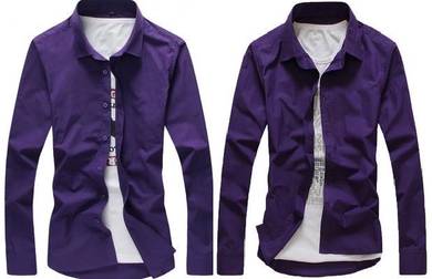 S0515 Purple Plain Formal Office Long Sleeve Shirt