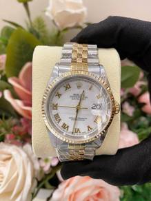 2005 Rolex Datejust 36 Half 18k 750 Yellow Gold