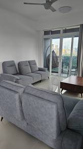 Extra Large Grey/Blue Fabric Sofa – Like New