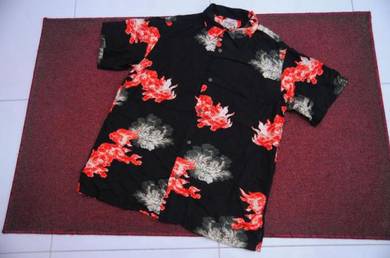 Kemeja singa japan hitam 100 % rayon SAIZ xl
