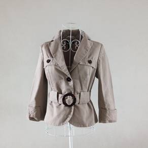 Mango Suit Khaki Coat With Belt
