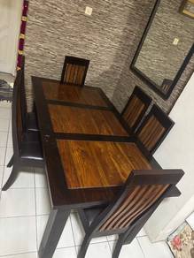 Solid Wood 6-Seater Dining Table Set