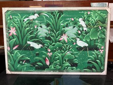LUKISAN KANVAS TRADISIONAL BALI VINTAGE (90x143cm)