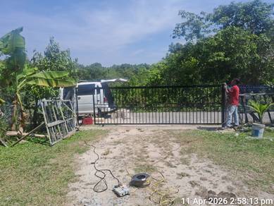 pintu pagar utama bajet  model sliding 