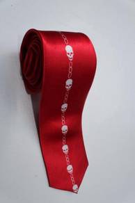 SLIM Halloween Symbol Skull RED 1 ROW Neck Tie