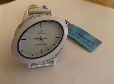 Elysian Quartz Oval Shaped White Watch