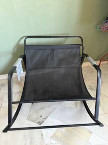 Black Metal Mesh Rocking Chair with Side Pouch