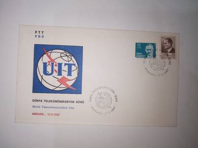 FDC Stamp Turkiye 1987 World Telecommunication Day