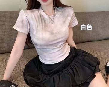 American tie-dye hot girl short-sleeved shirt