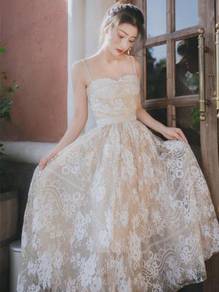 Nude white sexy lace wedding prom dress RBP1068