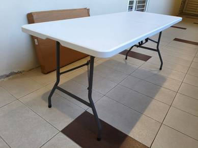 White Folding Table with Metal Legs