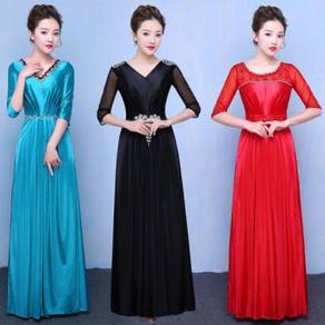 Black blue red sleeve wedding bridesmaid prom dres