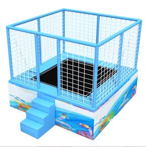 BLUE Square Trampoline with Net Jump Mat Outdoor