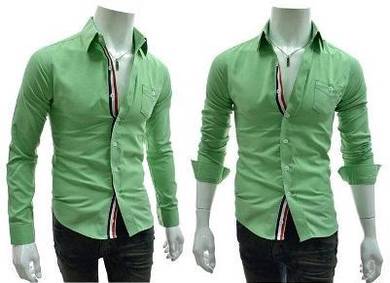 F0535 Kemeja Apple Green Formal Long Sleeve Shirt