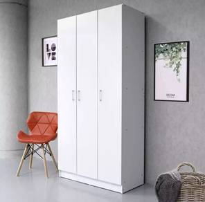 3 Door Wooden Wardrobe(Oak),Almari baju 3 pintu