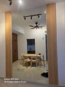 INSTALL FLUTED WALL WITH MIRROR l cermin fluted l