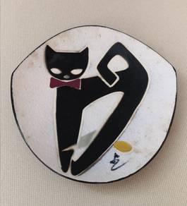 Vintage cat motiff wall decor plate