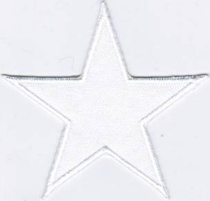 Star WHITE Badge Iron On Embroidered Patch
