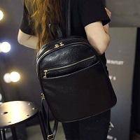 1610 Black Trendy Korean Style Backpack Ladies Bag