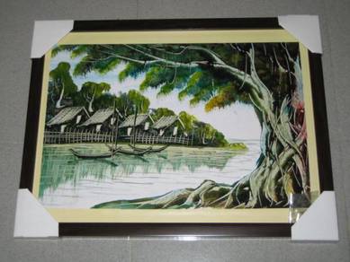 Oil Painting Title : Kampung Life Fishing Village