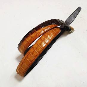 Vintage Fashion Omega Belt Men Brown Mustard Croco