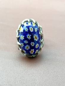 cincin kuku elang batu akik motif bunga teratai 