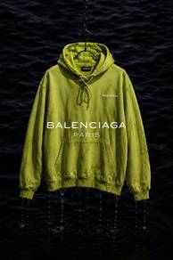 Balenciaga Paris Lime Green Logo Hoodie