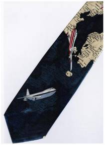 Airline Route Map Aviation Airplane DBLUE Neck Tie