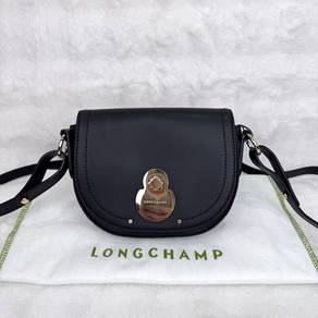 Longchamp Black Cavalcade Crossbody saddle bag