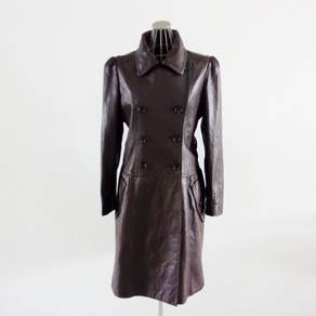 LORITTI Lambskin Double Breasted Long Trench Coat