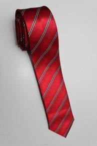 SLIM Red Black White Top Quality Striped Neck Tie