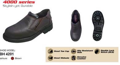 Safety Shoe Black Hammer Men Low Brown Slip BH4201