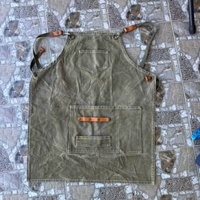 heavy-duty waxed canvas and leather apron