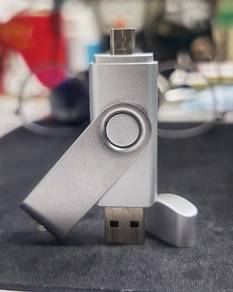 Silver USB Flash Drive with Micro USB