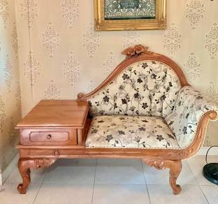 Kayu Jati Ori Solid - Sofa Bermeja + Laci